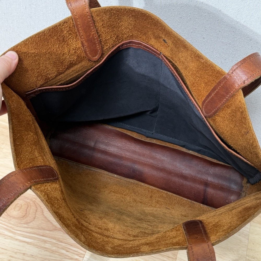 Two Bar West Leather Tote Bag Brown Southwestern Cross Stone Boho Western Purse - Picture 14 of 16